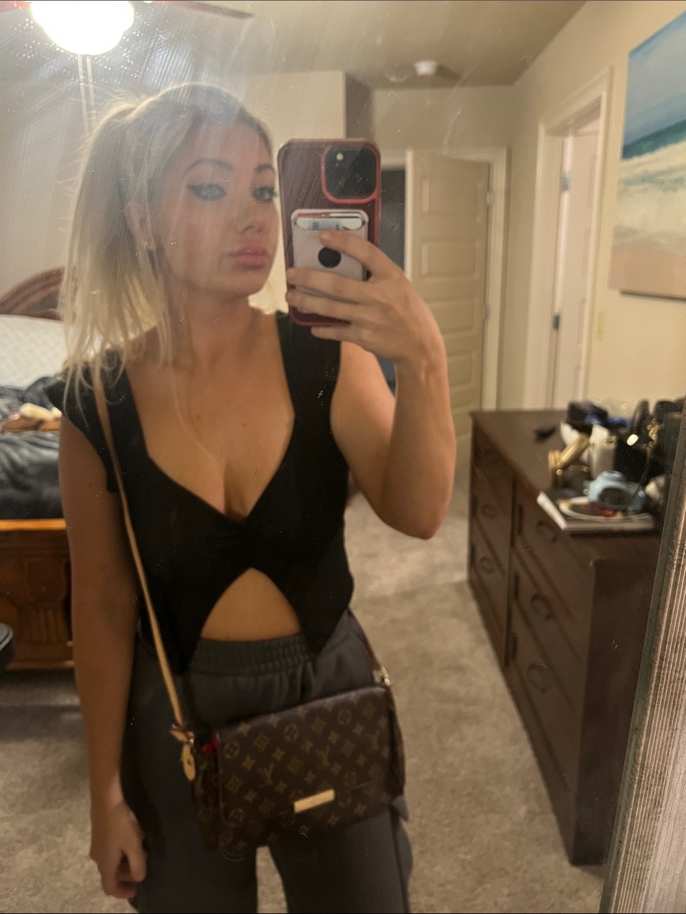 Monogram Crossbody Shoulder Bag in Brown